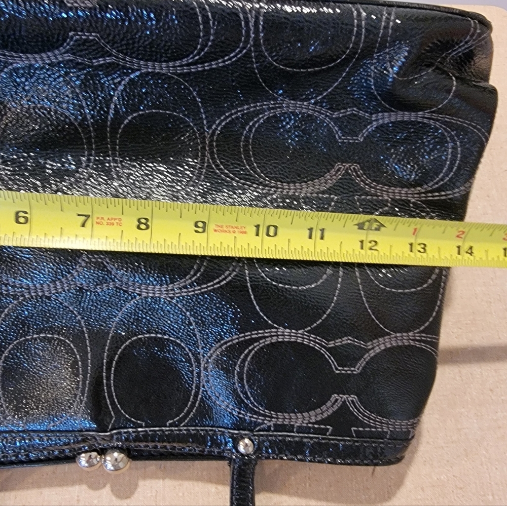 Coach Black Patent Leather Logo Carryall Purse Bag - Picture 6 of 11